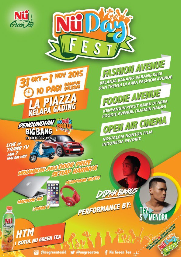 Footballe's tweet photo. Besok belum ada acara? dateng aja ke #NuDayFest @nugreentea di La Piazza info: https://t.co/oiejYKDNH8 https://t.co/43NWRqf3zS