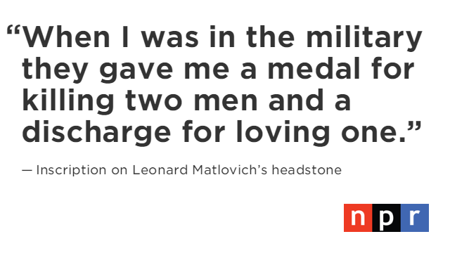 NPR's tweet photo. LISTEN: A gay Vietnam veteran is remembered @StoryCorps for battling discrimination at home
https://t.co/hYk6wKg1Jy https://t.co/ZvVyyZlhP9