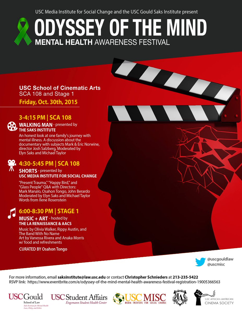 USCCinema's tweet photo. Drop by SCA 108 today for special screenings &amp; discussions on mental health in the media!  https://t.co/gT4IEE3heu https://t.co/xkOUD4XGSA
