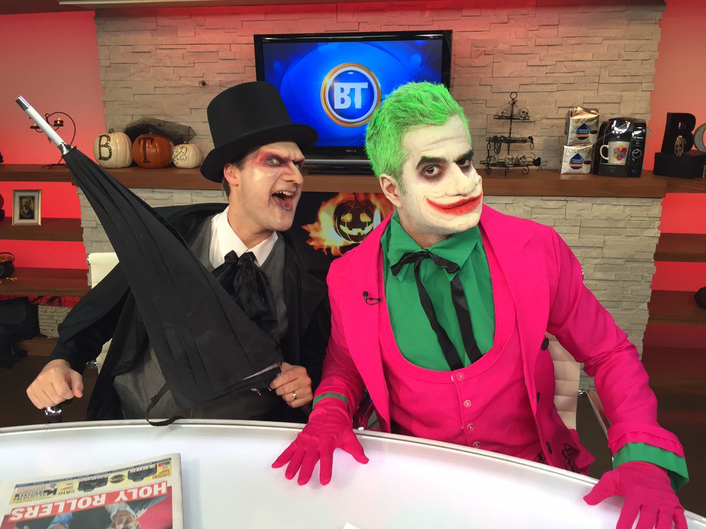 RiazMeghji's tweet photo. Happy Halloween! Tweet us your costume pics and we'll share them on @BT_Vancouver #Joker #penguin @thordiakow https://t.co/CNmwoEHTmC