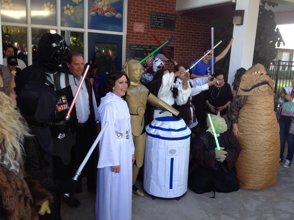 The force is strong at <a href="/gradytigers/">Grady Elementary</a> this morning for the annual storybook parade
thx @randomBboy for the photo
