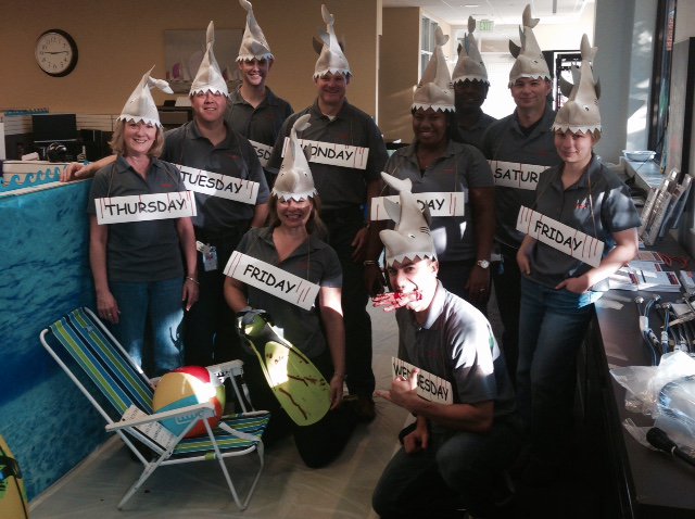 ToryVince's tweet photo. TESSCO Halloween! Live every week like Shark Week!!! @VentevInfra @TESSCOtech #sharkweek2015 https://t.co/CO1A3XCPET