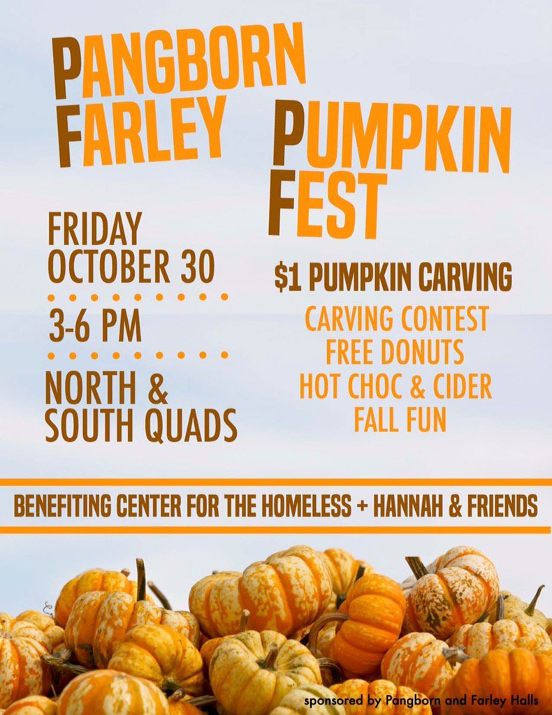 Carve a pumpkin for $1 today on North and South Quads to benefit the Center for the Homeless and Hannah &amp; Friends.