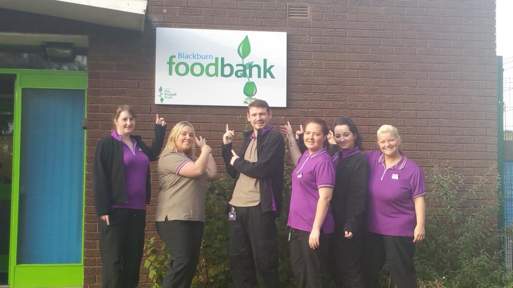 Blackburn Town Centre PI collected over 400 items for the Foodbank. Well done Team BTC. #borntobepurple