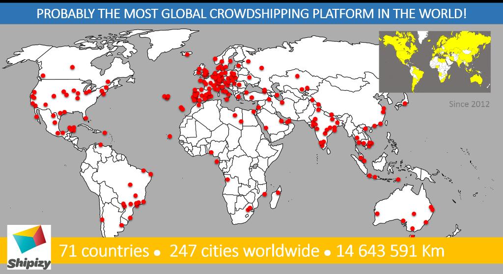 Shipizy's tweet photo. Probably the most global #crowdshipping platform in the world!
#world #sharingeconomy #delivery #startups #since2012 https://t.co/mzki7oja9p