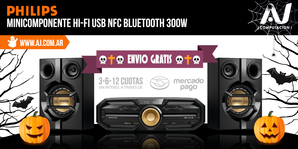 ajcomputacion's tweet photo. 🎃 ¡#HappyHalloween! 🎃 MINICOMPONENTE @Philips HI-FI USB NFC BLUETOOTH 300W 💀 👉 https://t.co/bWUDqyXRPb #Tecnologia https://t.co/i53Dyycugw