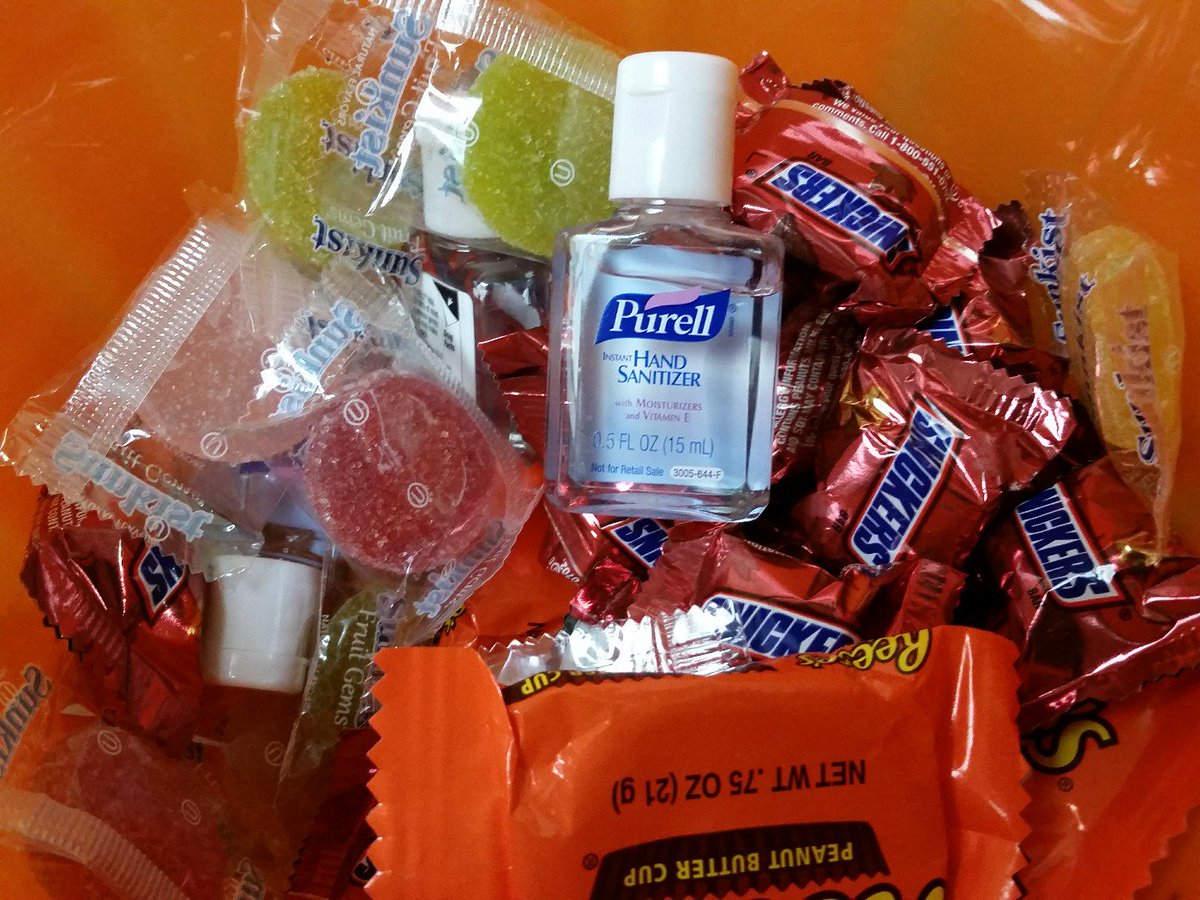 waterburyhosp's tweet photo. This is what you'll find in a Halloween basket here today. #purell, #HandHygieneWorks. Makes sense to us! https://t.co/Y32eXlJd9S