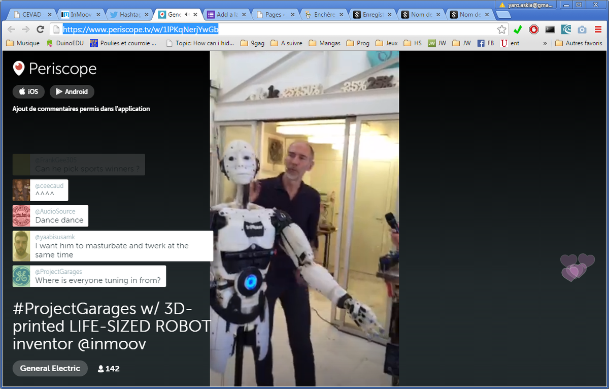 QuaiLab's tweet photo. Suivez l'interview en direct de Gaël et @inmoov par #ProjectGarages
sur https://t.co/ojyTGI1ACb https://t.co/XTbYWeH6pM