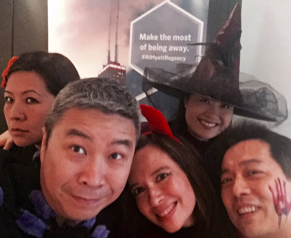 CChorengel's tweet photo. dressed in something spooky. Making the most of being away. #AtHyattRegency https://t.co/mSsoDeHcS6