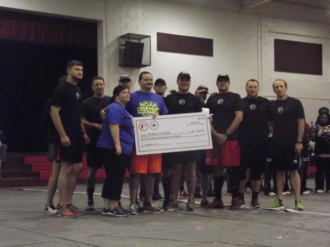 DnuttNutt's tweet photo. @F3Hartsville Presenting $1,000 to McAteer family @ school assembly.That along with $6,000 + that MES raised=amazing https://t.co/e6Tk8mEGp8