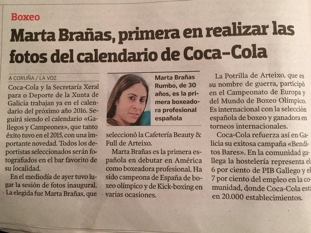 martabranas's tweet photo. Ayer sesión de fotos para calendario #CocaCola #XuntaDeGalicia #DeporteGalego #MartaBrañas #PlanasBox #Boxeo https://t.co/PAMLayfvjH