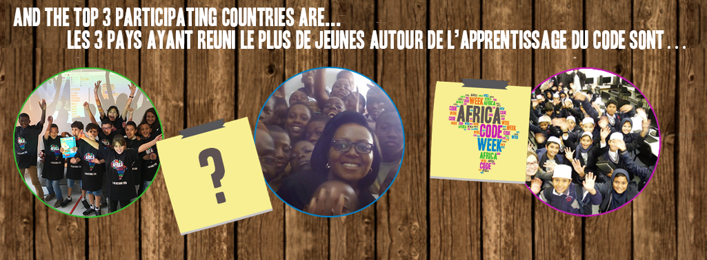 #AfricaCodeWeek: "And the top 3 countries with the most children &amp; youth engaged are..." goo.gl/sKwxNB