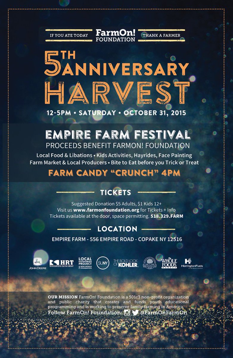HudsonSummeFest's tweet photo. Come have some fun in #HudsonNY Saturday, October 31 at @FarmOnFarmOn #CopakeNY #family #food Noon-5pm https://t.co/5Vm61Wp0Wa