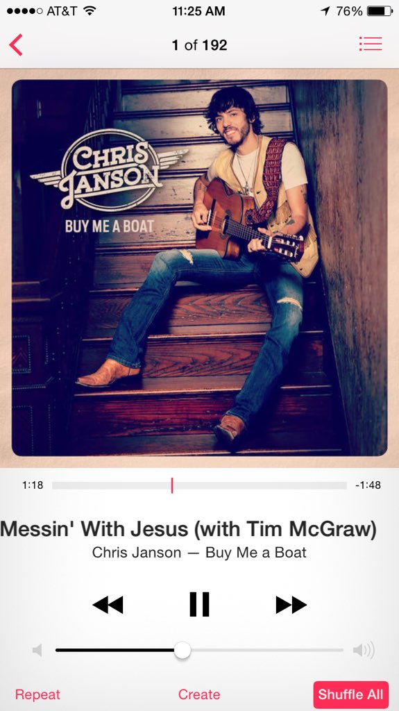Beils33's tweet photo. @janson_chris @TheTimMcGraw New favorite song!!!! The whole album is amazing!!! #MessinWithJesus #BuyMeABoat https://t.co/Jf0xzF1F3Z