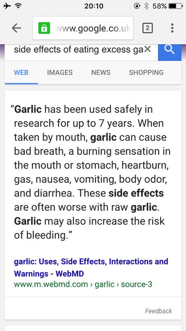 After eating 50 cloves of raw garlic it was suggested that I google the side effects. At least I have<a href="/tag/iknowhowtokeepmyman"class="tags"><span>#iknowhowtokeepmyman</span></a>