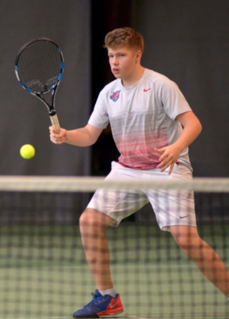 isbtennisteam's tweet photo. Felix focusing at the net in doubles finals tmrw! #isbraiders #europeans @isb_raiders https://t.co/GTntThi4Xa
