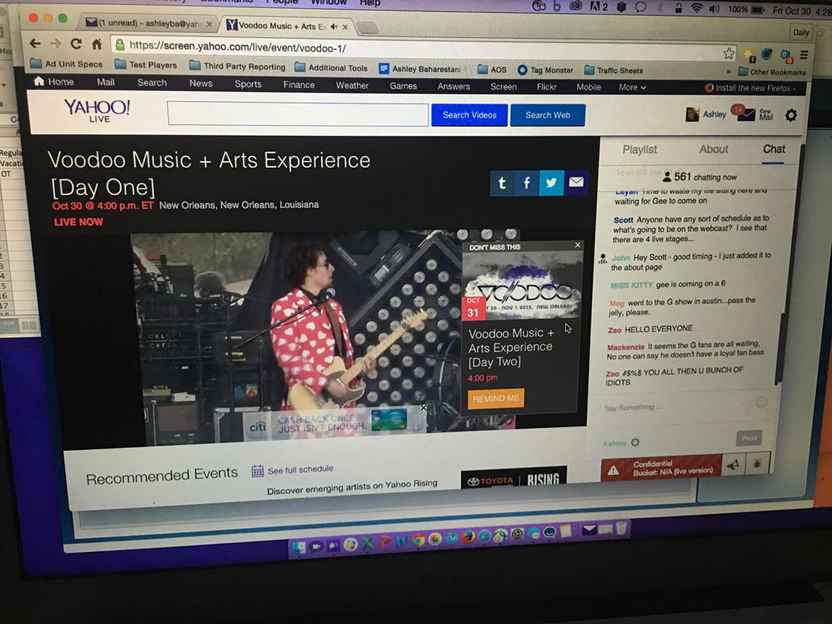 Baharestani's tweet image. I’m watching #Voodoo Fest with @flo_tweet, @janesaddiction, @ThirdEyeBlind bit.ly/1jLEUns #YahooLive