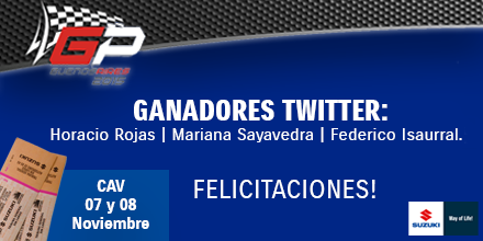 SuzukiMotosAR's tweet photo. ¡Felicitaciones @fede_isaurral @sayamariana @rojashoracio! Les indicamos cómo retirar sus entradas por MP. #GPBsAs https://t.co/MTAfIBoblF