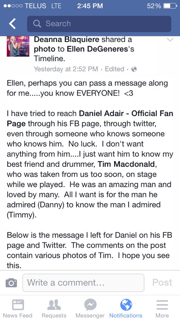 DeannaBlaq's tweet photo. @TheEllenShow 90 likes and counting on my post to your FB! Hope you see it. @chronicrockedm #TimLikesToBang https://t.co/4QRiq99jD7