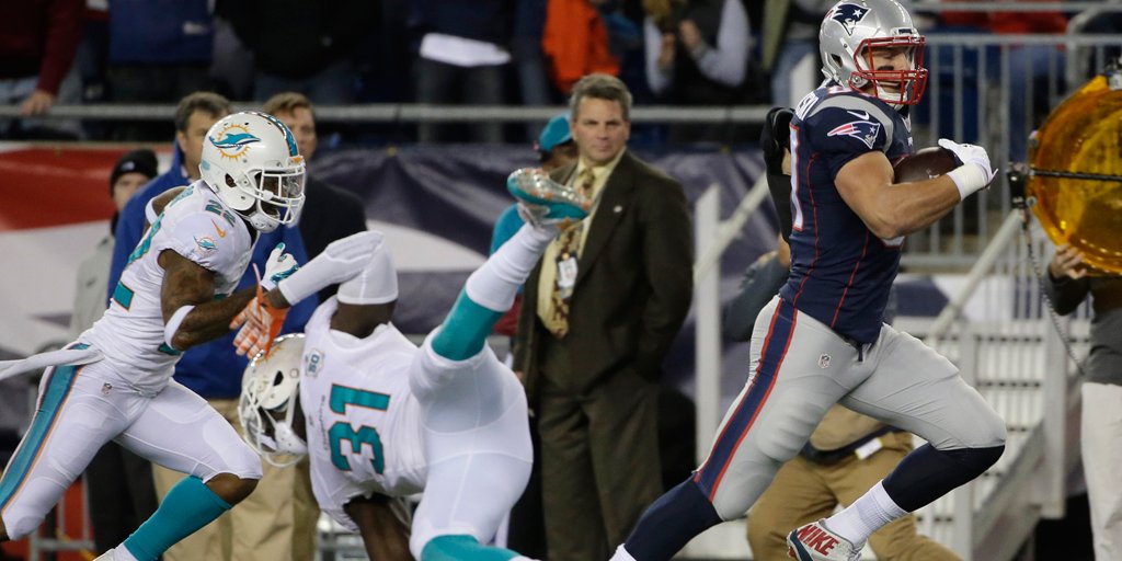 NFL's tweet photo. "@RobGronkowski caught that? I'll be over here. You tackle him."

- 99.9% of NFL defenders https://t.co/9lUf1MXKeC https://t.co/RwzCKWFrLh