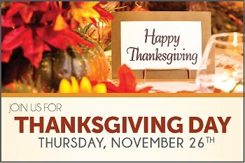 Join Us On Thanksgiving Day! - 

Gather with family and friends and enjoy our Thanksgivin... bit.ly/1XEKTZB