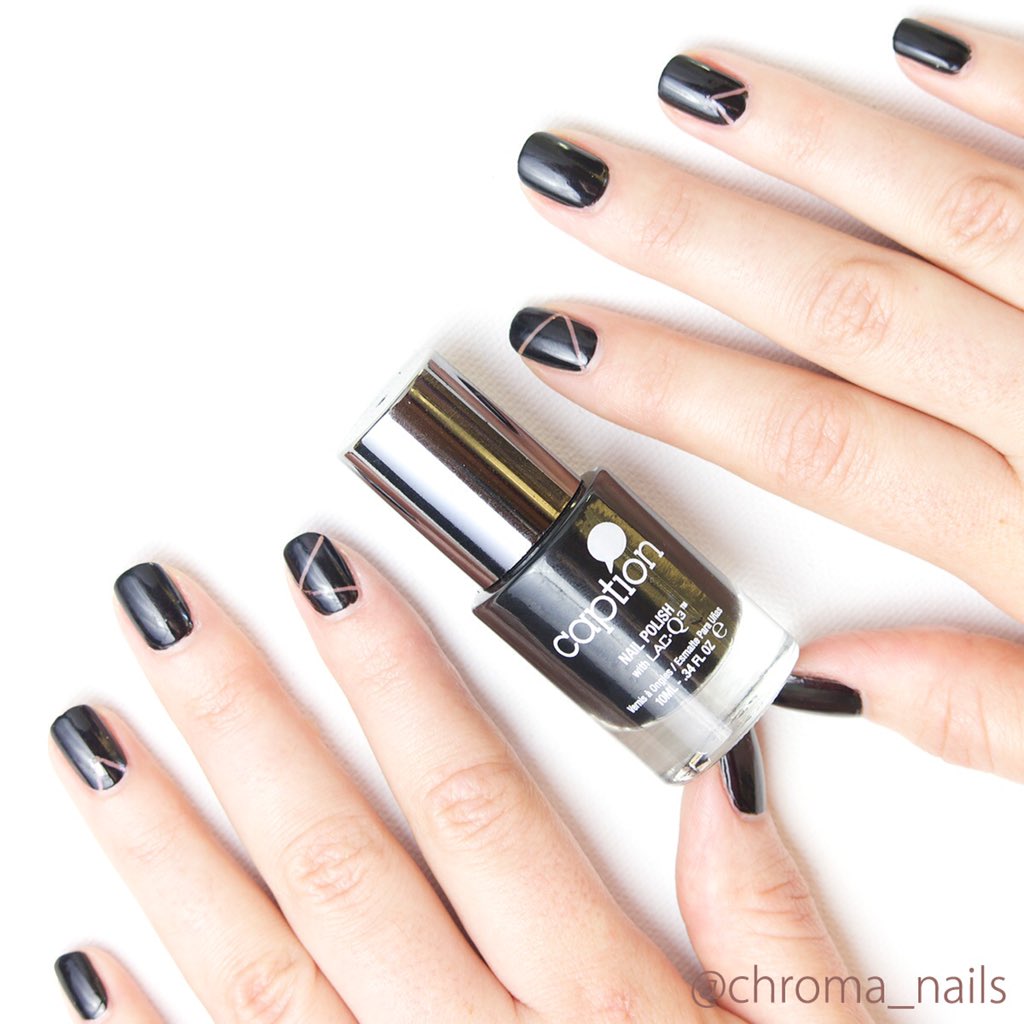 chroma_nails's tweet photo. I love @Captionpolish black shade, look don't touch. This is one coat of polish with their fabulous base/top coats. https://t.co/DEP1o0dfcL
