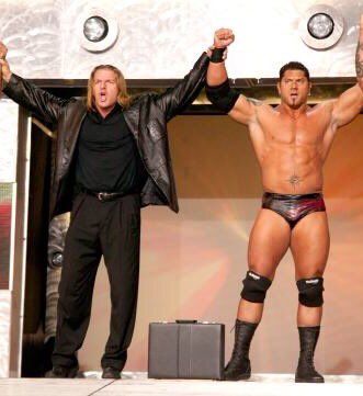 TripleH's tweet photo. Proud of everything @DaveBautista has accomplished. In and out of the ring he has always been a leading man. #AList https://t.co/snXX43Sqqv