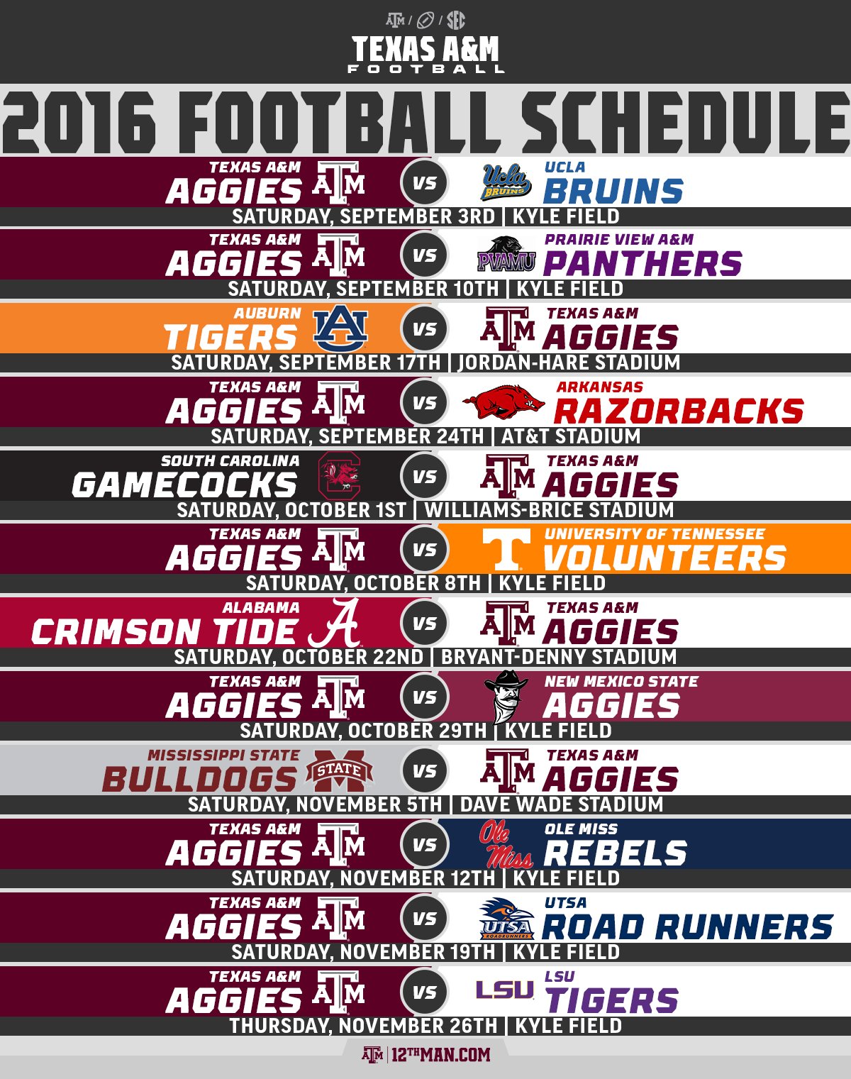 Texas a & m football schedule deals
