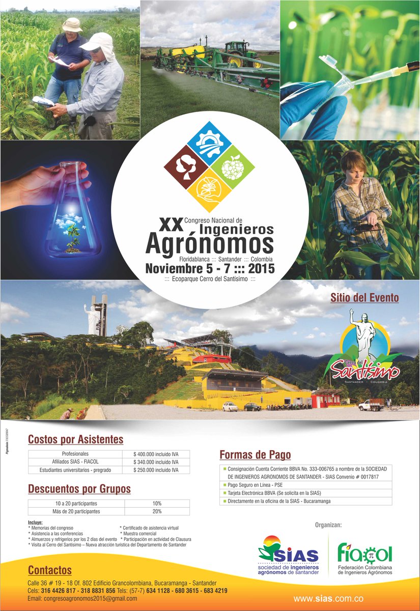 SIAS_santander's tweet photo. Ya realizaron su inscripción? 
 Estamos a pocos días del XX CONGRESO NACIONAL DE INGENIEROS AGRÓNOMOS https://t.co/rSZAFZlTGi