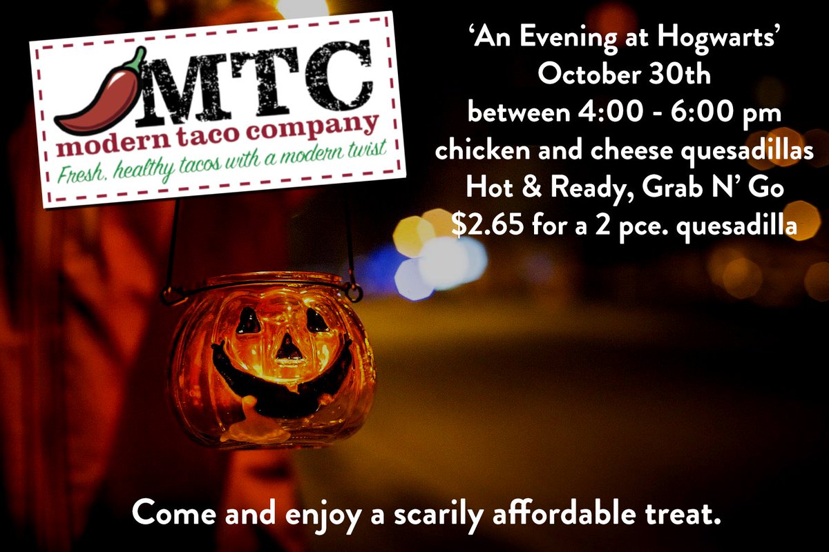 modern_taco's tweet photo. From all of us at Modern Taco Company "Wishing you a safe and spooky Halloween!"  https://t.co/L0BJbD4eKI https://t.co/BNVmGAA19D