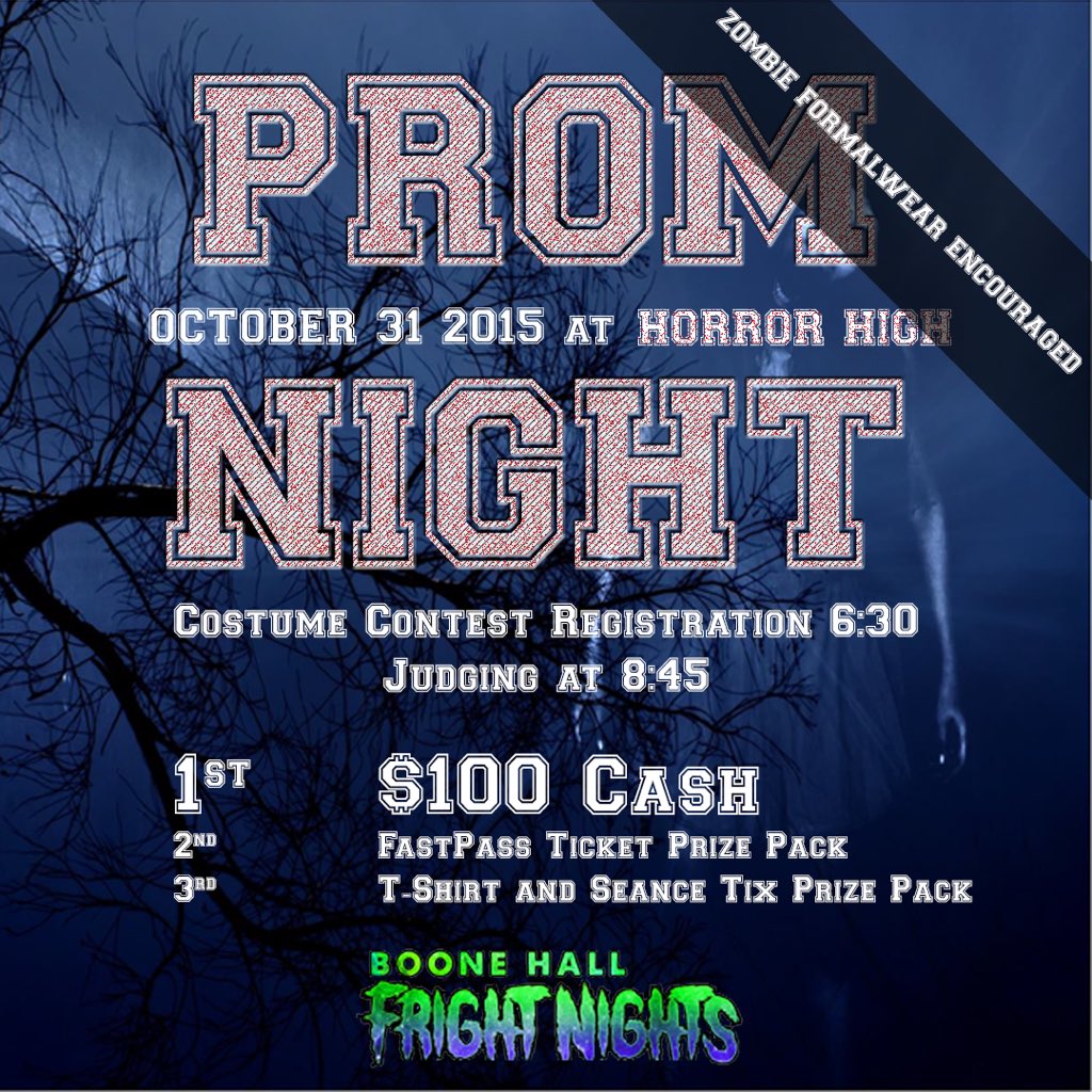 BHFrightNights's tweet photo. R U ready for #Prom2015 at #HorrorHigh Registration starts @ 630 tomorrow R/T for a chance to win free tshirts &amp; tix https://t.co/FTSqzgIOKX