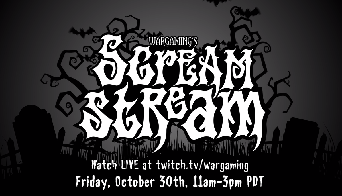 worldoftanks's tweet photo. The Scream Stream is live!

https://t.co/Oeew9hIuQu

Help us get the word out: https://t.co/RC0JfTqRLx https://t.co/qXNcm2llEi