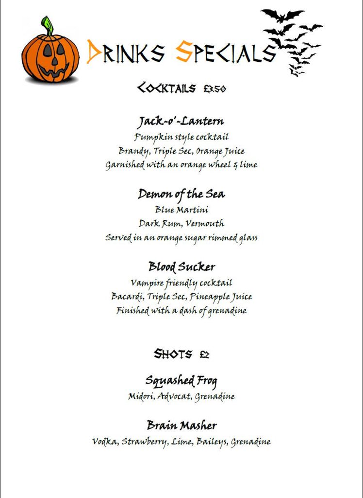 Special #Halloween drinks this weekend 🎃🍁🍂👻