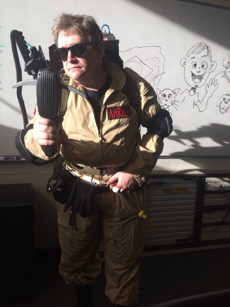 CeeCeePMS's tweet photo. #UbiSF Halloween!!! Ghostbuster @DanAmrich and @timmy_dont and myself as Hogwarts students! https://t.co/183CJ3Uk7o