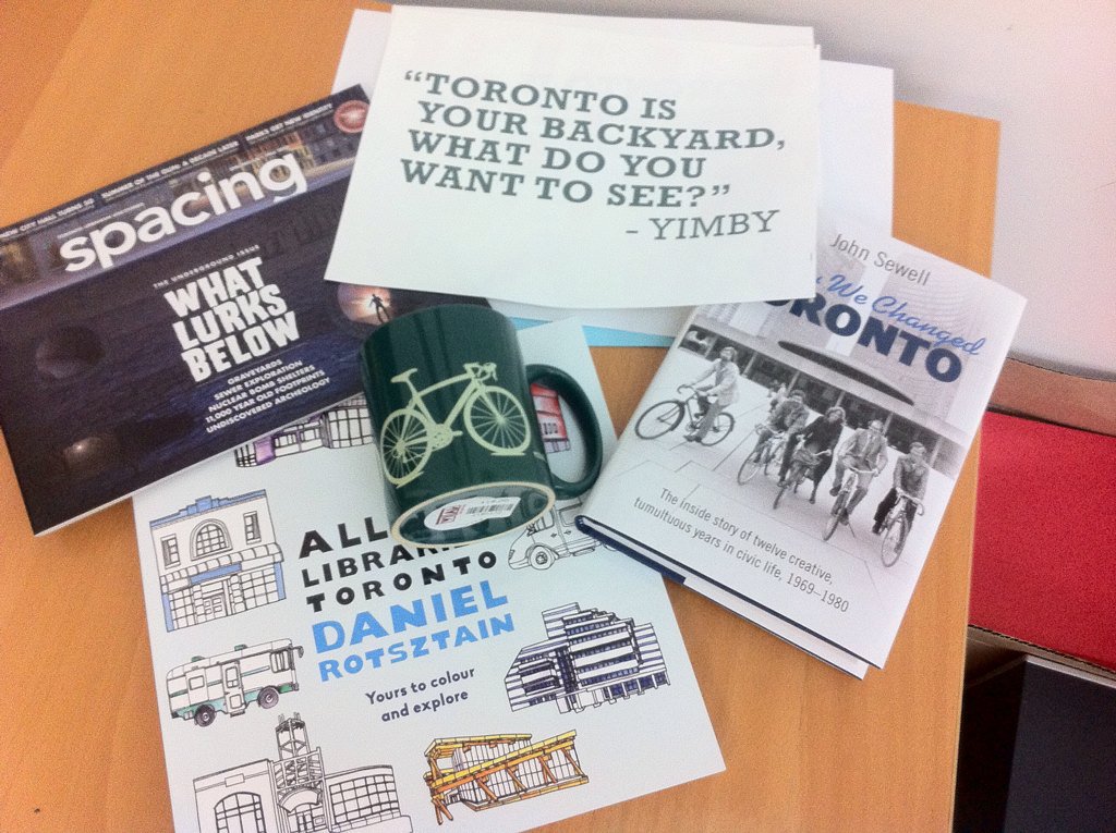 Prize pack items for tmrw's <a href="/yimbytoronto/">YIMBYToronto</a> raffle lookin mighty fine, you urbanist you! HT <a href="/Spacing/">Spacing</a>