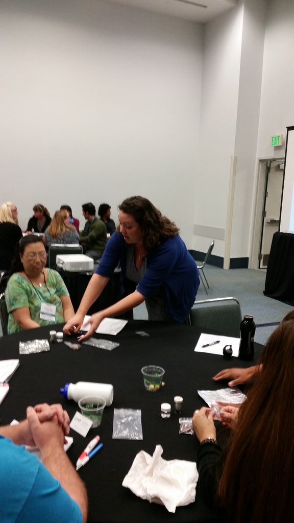 ScienceMelanie's tweet photo. Sweetwater Teacher Jewyl Clarke presents Contextual Chemistry #cascience15 #suhsd #STEMsweet @haspi #ngss https://t.co/4zzpIveJ6K