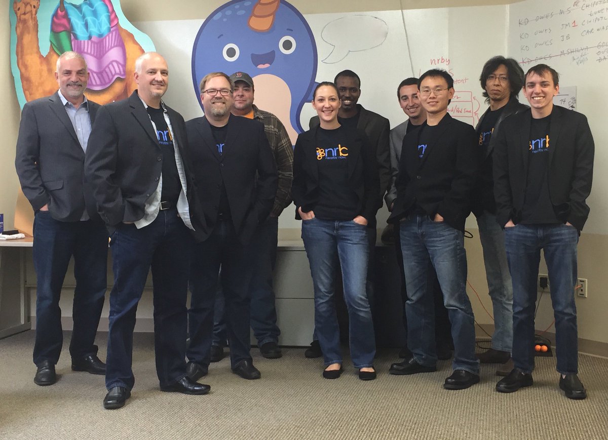 NrbyMobile's tweet photo. We all decided to dress up as our boss for halloween today! Black #nrby shirt, blazer, jeans, and black dress shoes! https://t.co/0TI3tDWBsL