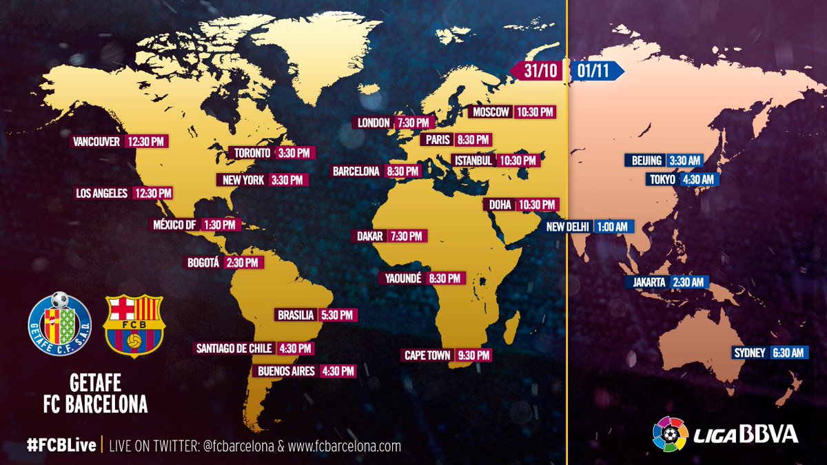 INDOBARCA_BDG's tweet photo. Jadwal kickoff Getafe vs #FCB di berbagai belahan dunia [fcb] https://t.co/gdaJeP6OgT