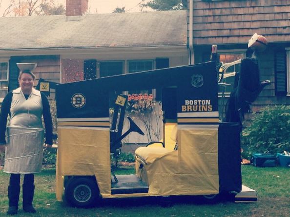 NHL's tweet photo. Hockey fans are pretty clever with costumes. Didn't share yours yet? Tweet #HockeyHalloween. https://t.co/4na51owsIt https://t.co/fwlcblUxaP