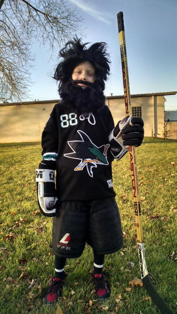 NHL's tweet photo. Hockey fans are pretty clever with costumes. Didn't share yours yet? Tweet #HockeyHalloween. https://t.co/4na51owsIt https://t.co/fwlcblUxaP