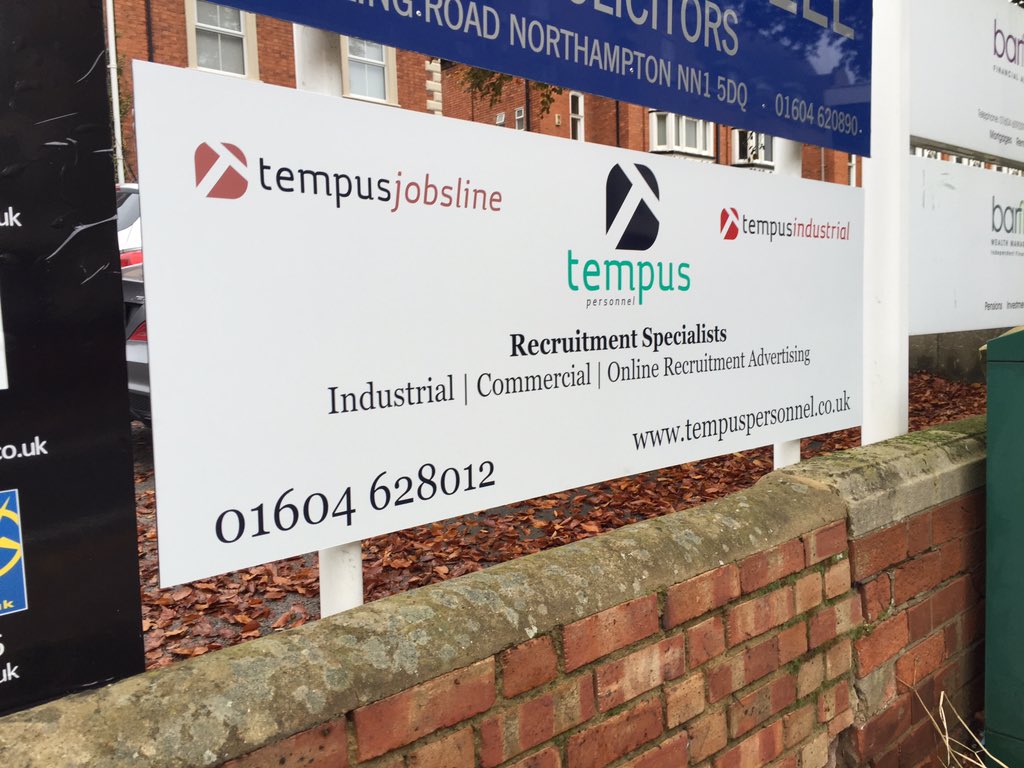 T3signs's tweet photo. Just a few of the signs fitted this afternoon for @TempusPersonnel #Northampton https://t.co/ZqYSY8uxiy