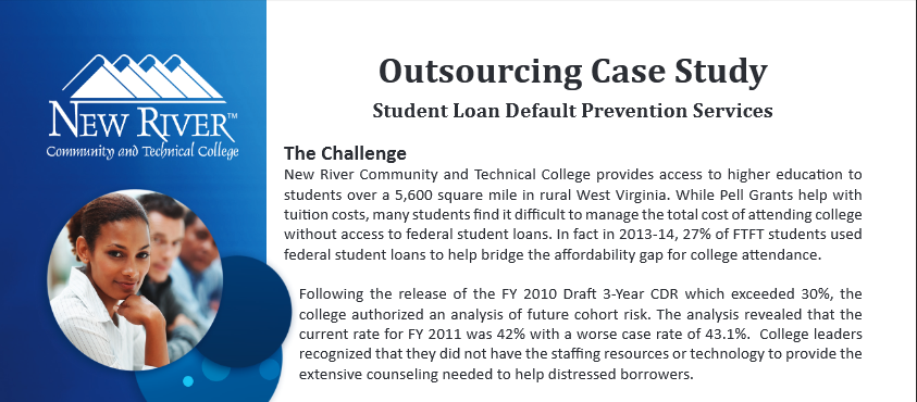 EdfinancialHES's tweet photo. New case study about how @newriverctc reduced their default rate - https://t.co/Y50QOLmqD4. https://t.co/9QOCOSdIan