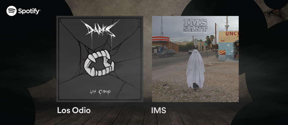 SpotifyARG's tweet photo. Dale play a los escabrosos estrenos de @losodio - https://t.co/kIoSNU2ju4 y el @IMS_MIS - https://t.co/7ZD6kwVxKK 👻 https://t.co/zjScH0U25r