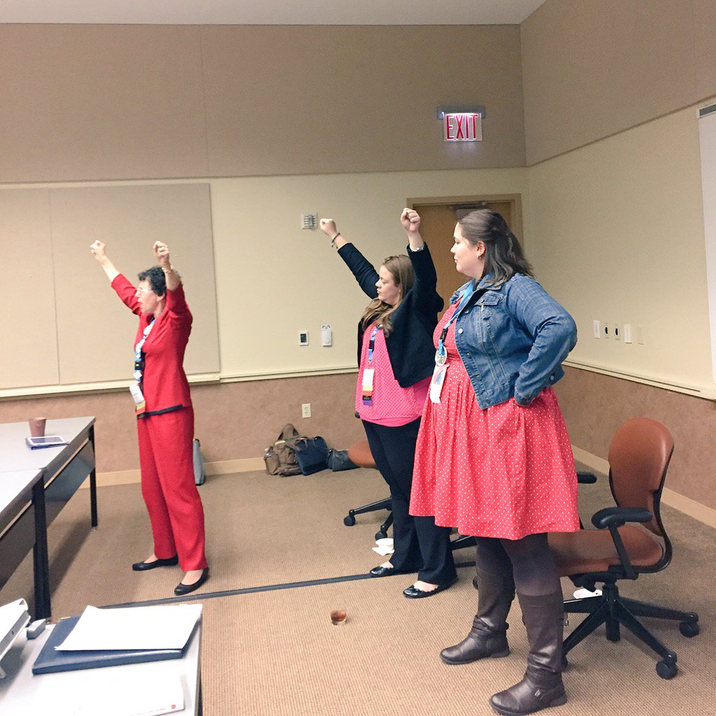 vfarris27's tweet photo. .@jagoldwater led us in practicing power poses during our #confcode discussion yesterday. So great! #MACUHO2015 https://t.co/5ssLmDkIq7