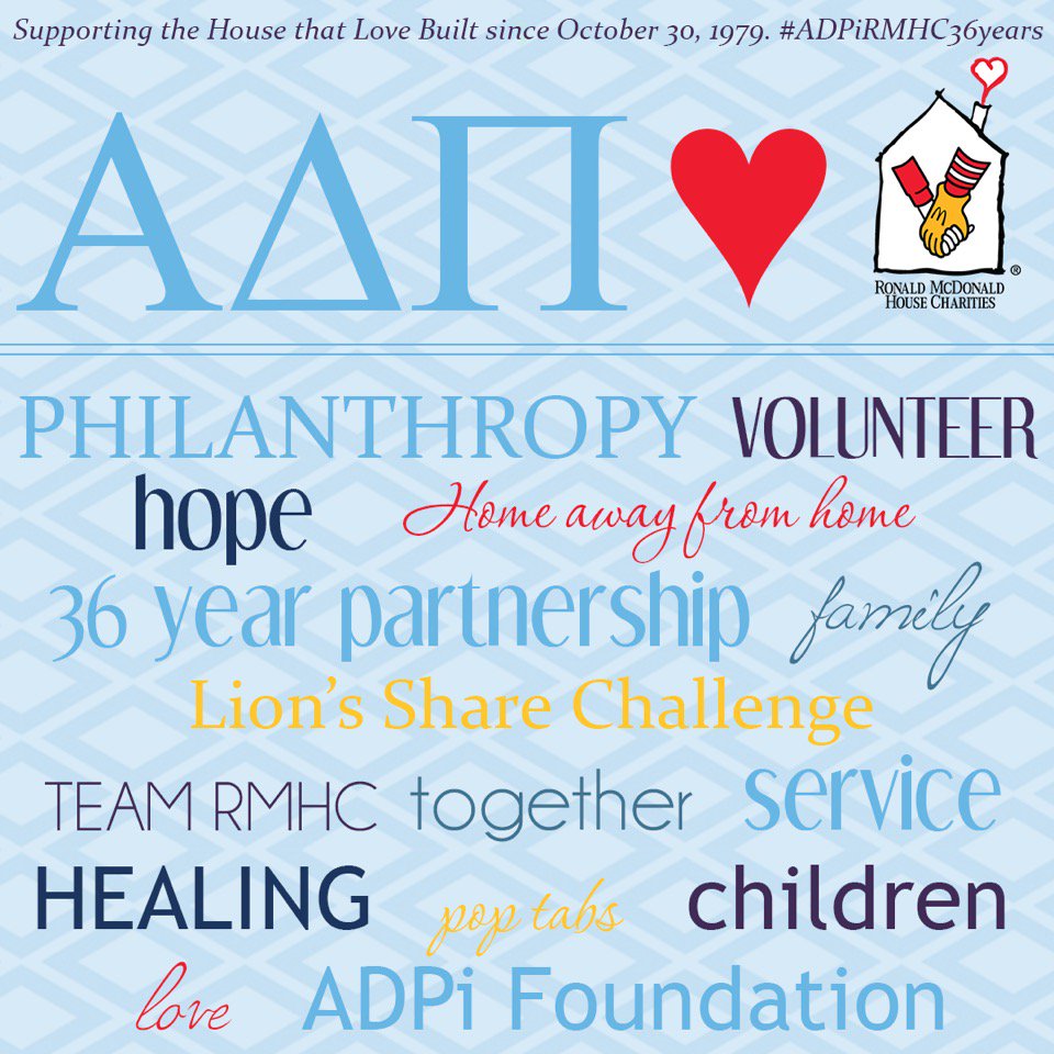 TexasADPi's tweet photo. Today we're celebrating 36 years with our favorite philanthropy, the Ronald McDonald House Charities! #TexasADPi https://t.co/ZNLVQYnwrU