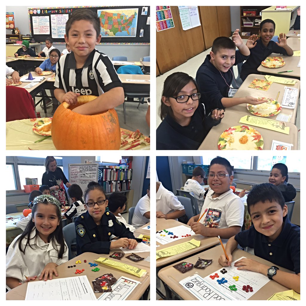 MsMarcarioGES's tweet photo. Happy Harvest Day! M&amp;M math, fall haikus, read alouds, and estimating and counting the # of seeds in our pumpkin! https://t.co/kjkSLaiieo