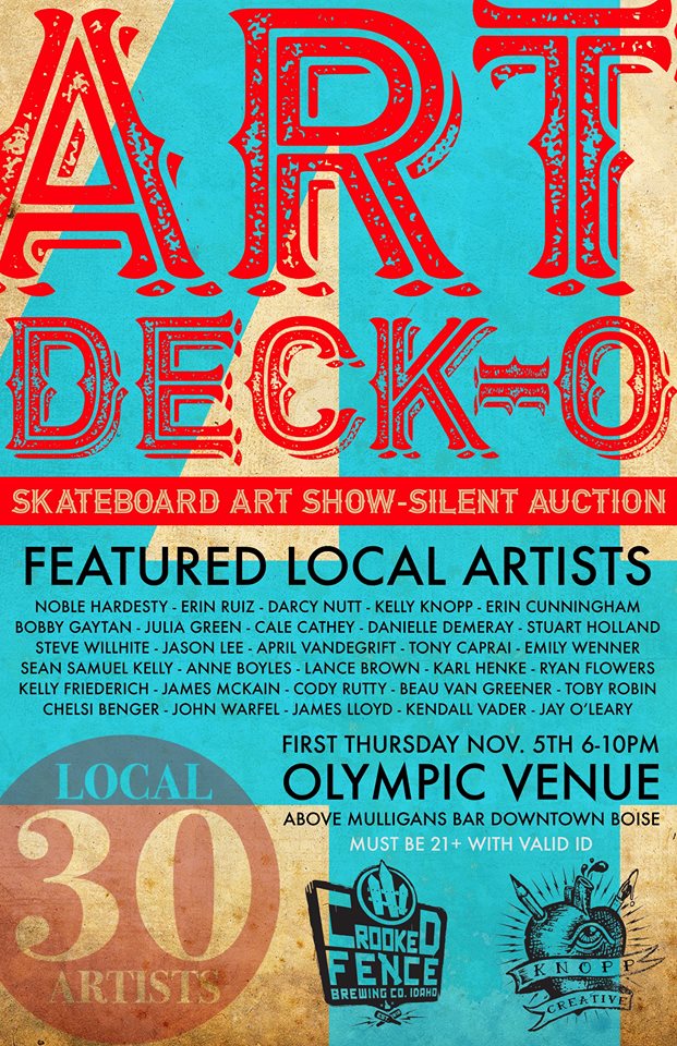 danidemaray's tweet photo. Come bid on some rad boards this Thursday @ Art Deck-O in Boise, Id.  Yours truly is a featured artist! #artdecko https://t.co/mf48336FIU