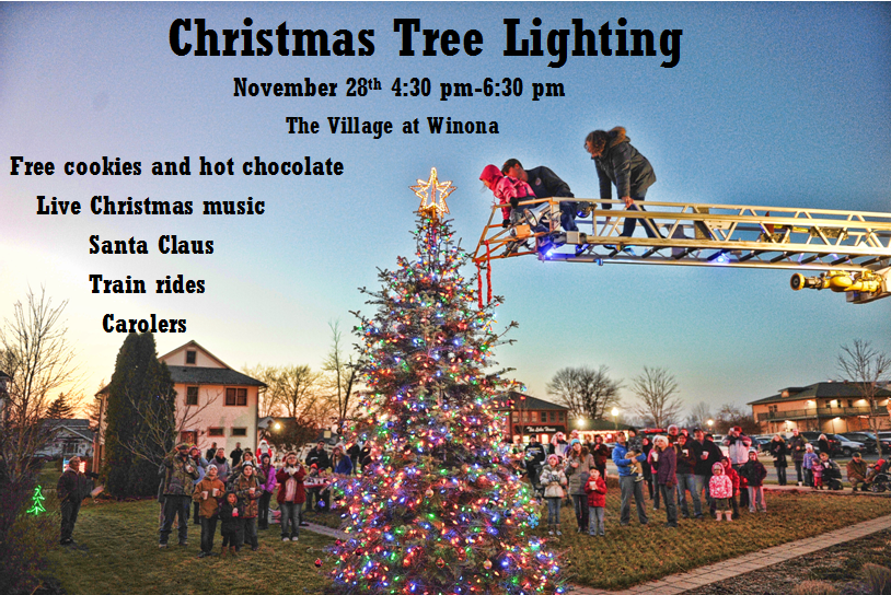 VillageAtWinona's tweet photo. Christmas Tree lighting celebration, free hot choco &amp; cookies, live Christmas music, trainrides, carolers &amp; shopping https://t.co/wJo2lINzBb