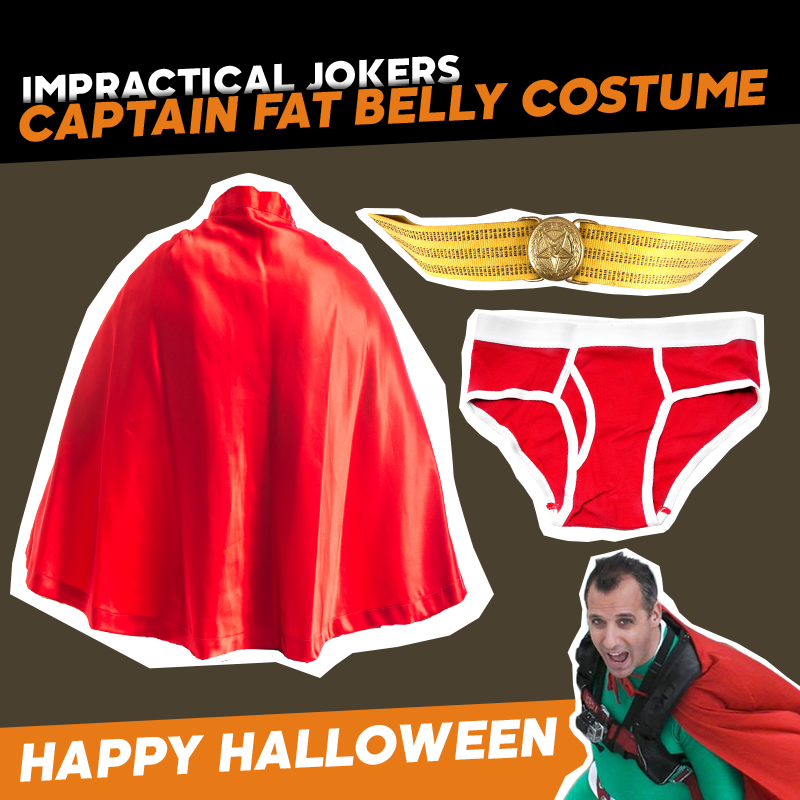JokersTBS's tweet photo. No costume?  Grab underwear and a cape and it's CAPTAIN FAT BELLY TO THE RESCUE! #HappyHalloween #ImpracticalJokers https://t.co/UdQGMVPAGH