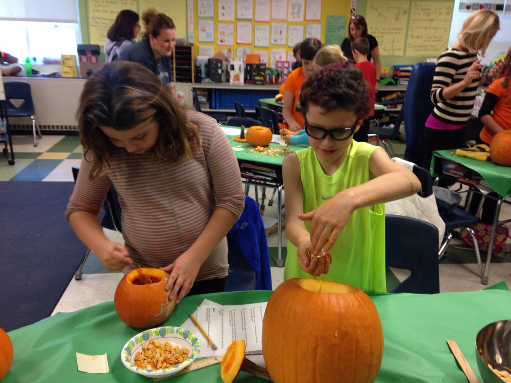 MissCunningham2's tweet photo. Pumpkin Math in fourth grade! https://t.co/1BxGQ4lF7P